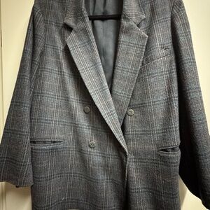 Vintage Christian Dior Gray Plaid Blazer - Made in USA